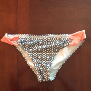 Grey white and orange bikini bottoms with  M